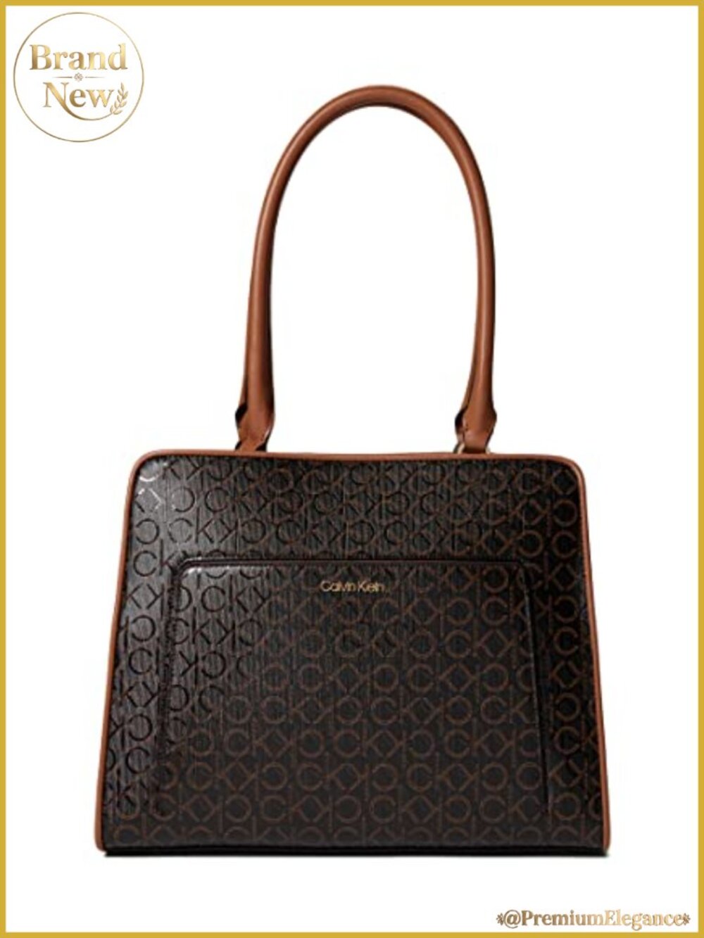 Calvin Klein Margot Textured Logo Emboss Tote - PVC Leather Handbag